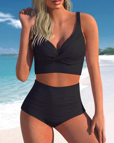 Hohe Taille Einfarbige Bikini-Sets