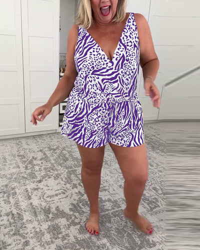 Figurbetonter Badeanzug im Zebra-Design