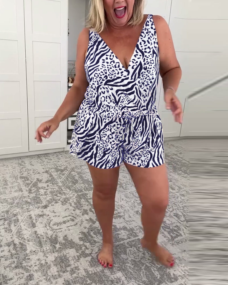 Figurbetonter Badeanzug im Zebra-Design