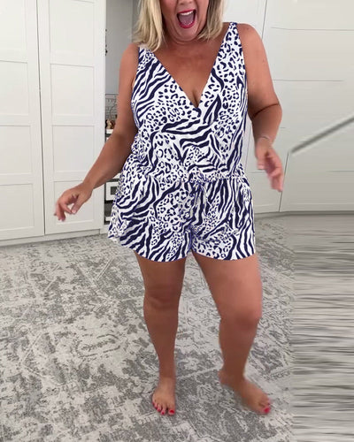 Figurbetonter Badeanzug im Zebra-Design