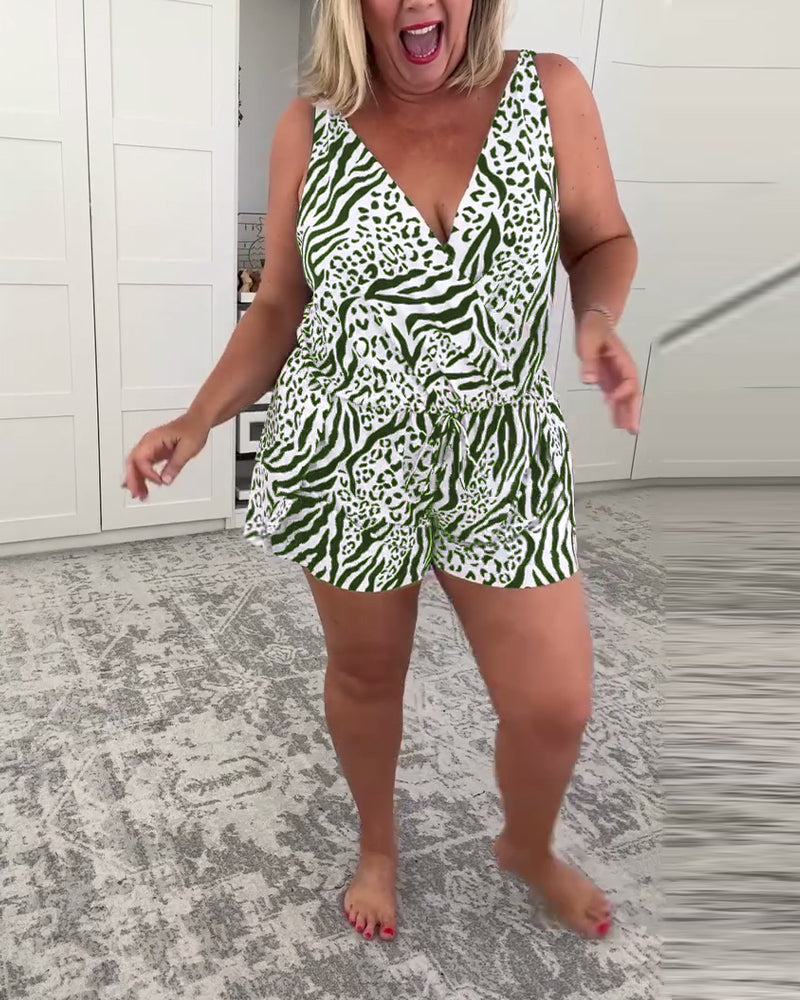 Figurbetonter Badeanzug im Zebra-Design