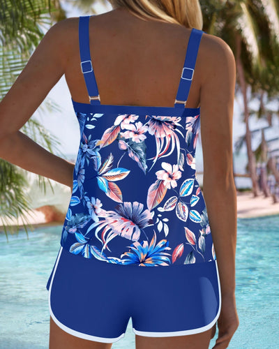 Ermeløs Tankini med U-utskjæring og mønsterdesign