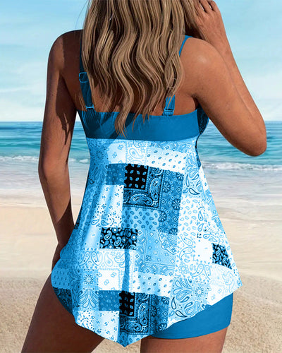 Gemusterter Boxer Tankini Set
