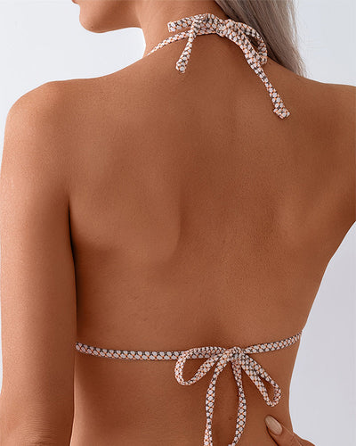 Vintage Bedruckter Zweiteiliger Bikini mit Triangel-Rücken