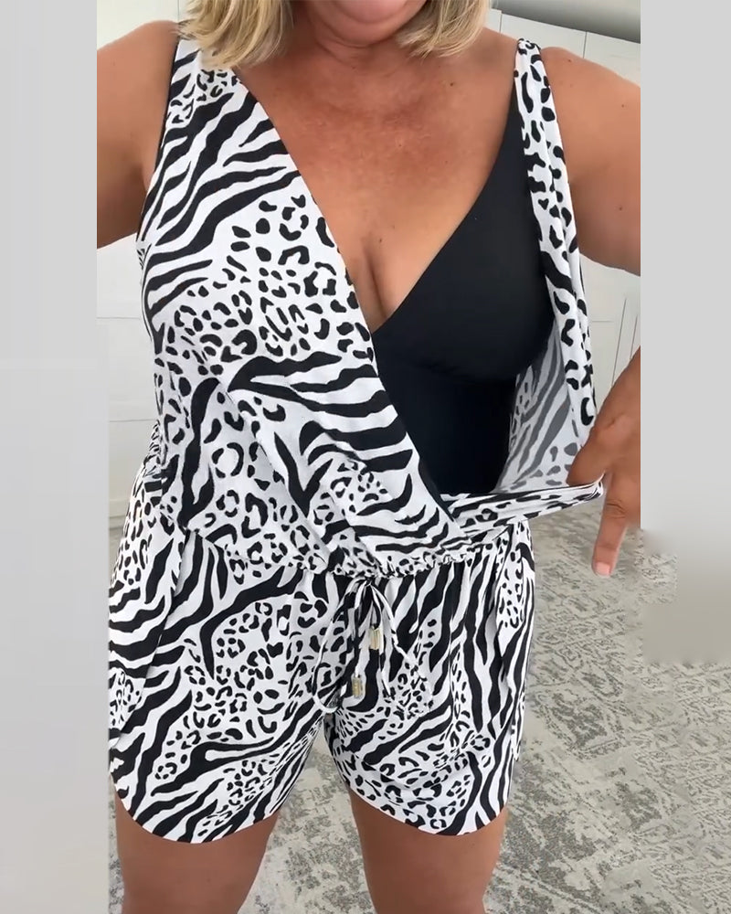 Figurbetonter Badeanzug im Zebra-Design